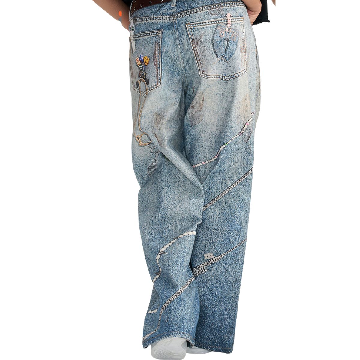 Smoke Rise 3D Graphic Print Baggy Fit Jeans