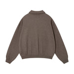 Quiet Luxury Melange Half-Placket Polo Sweatshirt