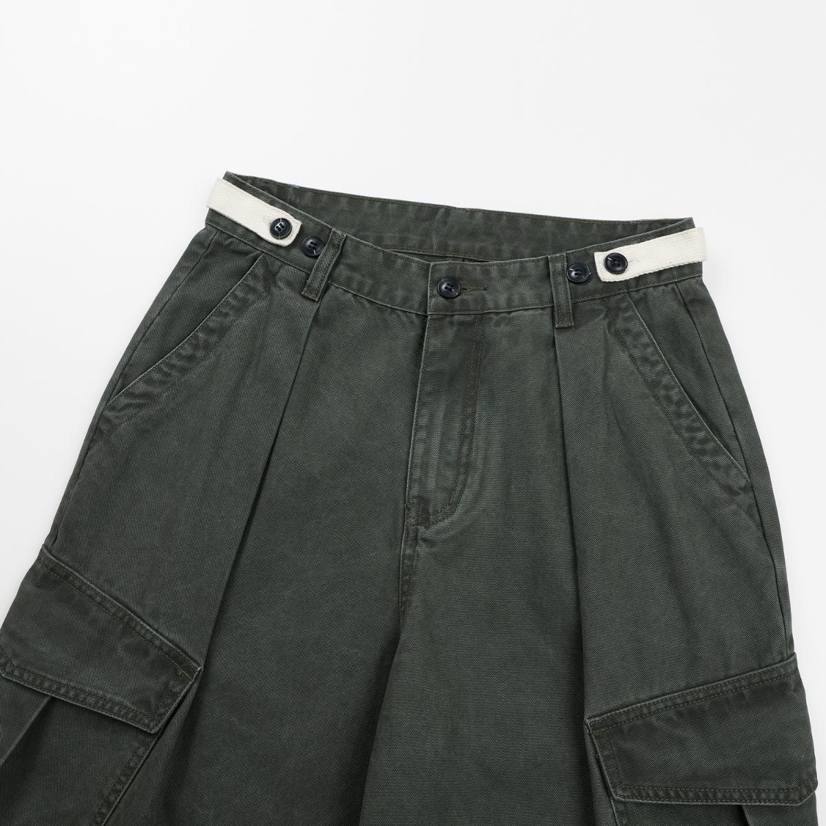 Pearl‑Canvas Martin Dark Green Cargo Pants