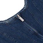 Falda vaquera con bordado de perlas y lavado vintage