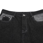 Raw Black Contrast Pocket Denim Bermuda Shorts