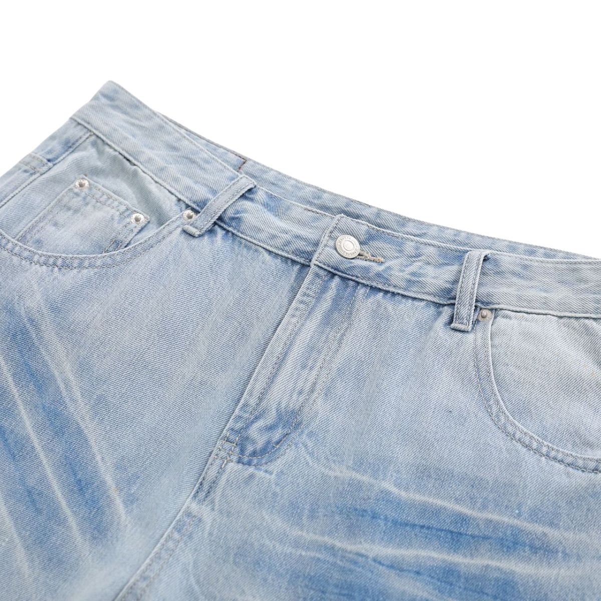 Washed Lightning Pattern Wide Flare Jeans