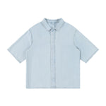 Cotton Washed Oversized Denim Collar Tee