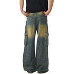 Muddy WashedVintage Washed Pleated Knee Cargo Jeans