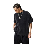 Camiseta lavada y desgastada de peso pesado de 9.3 oz