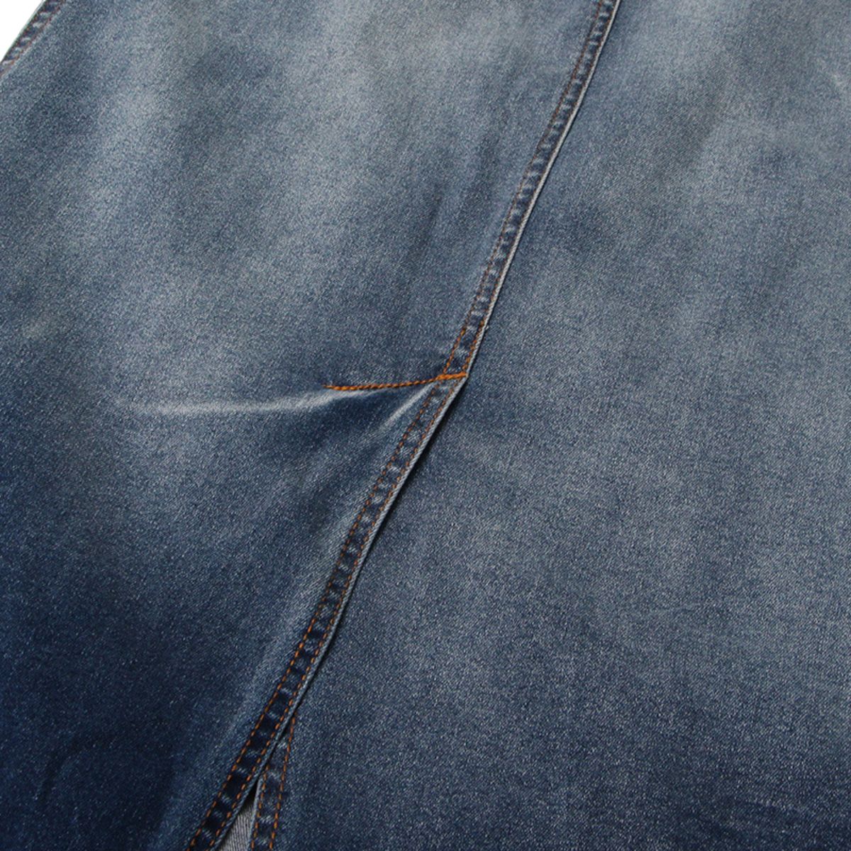 Raw Hem Ombré Washed Denim Maxi Skirt