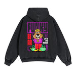 Funky Bear Graffiti Cartoon Double Slider Zip Hoodie-INNBLAC Fashion Apparel
