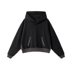 Boxy Cropped Color‑Block Cotton Hoodie