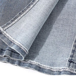 Falda vaquera con bordado de perlas y lavado vintage