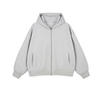 Solid Color Double-Slider Zipper Fleece Hoodie