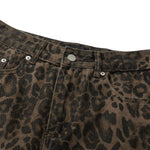Vintage Leopard Print Loose Straight Leg Cargo Pants
