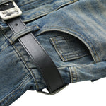 Falda vaquera con bordado de perlas y lavado vintage