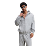 Double-Slider Zipper Solid Color Hoodie
