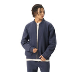 Solid Zip-Front Fleece Bomber Jacket