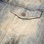 Distressed Washed Slub Denim Jacket with Dirty Dye