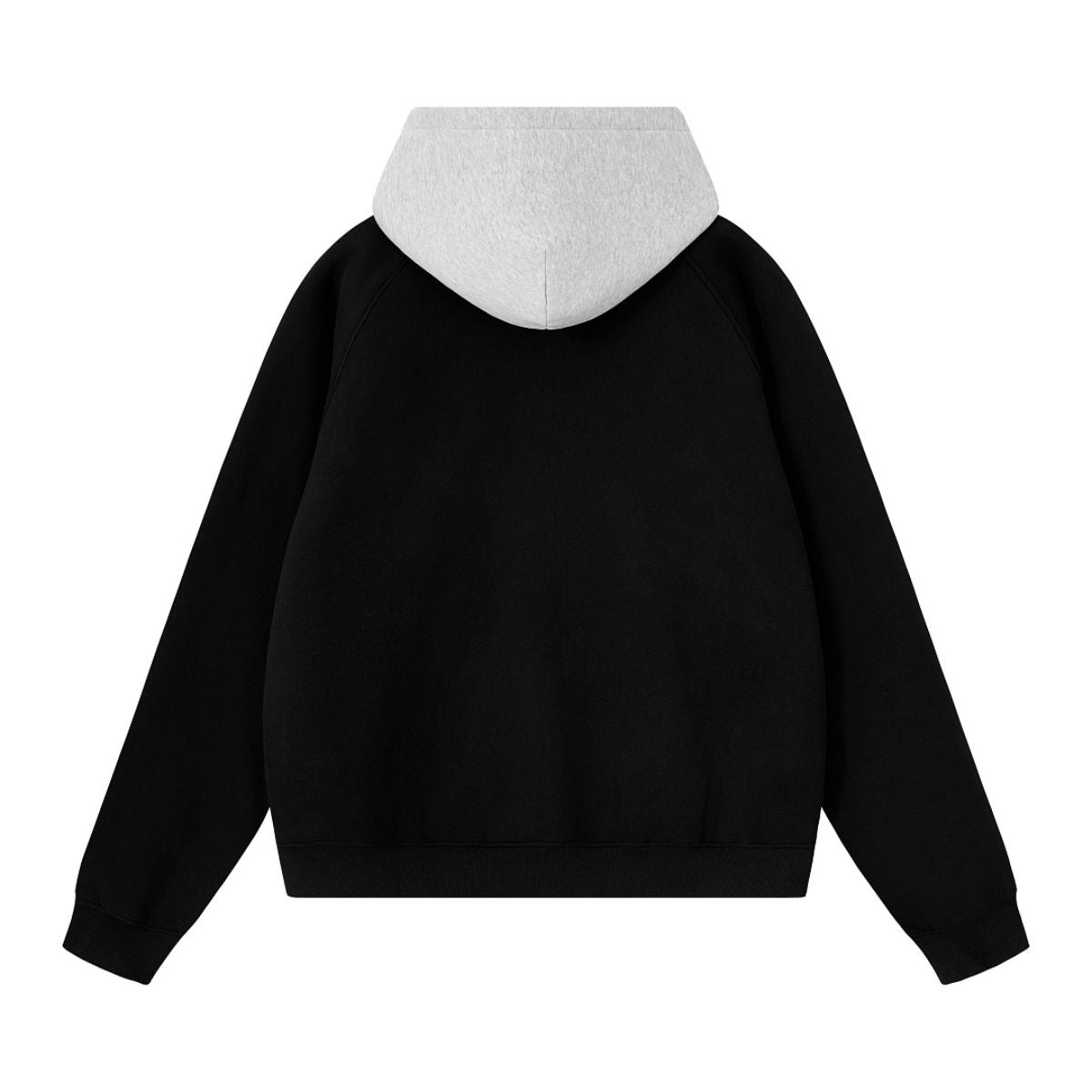 Color‑Blocked Fleece Lined Raglan Retro Loose Hoodie