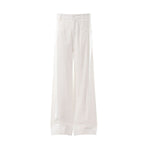 Old Money Cotton Linen Wide Leg Trousers