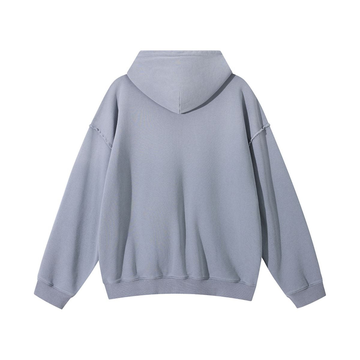 Cotton Vintage Distressed Gradient Raw‑Edge Zip Hoodie