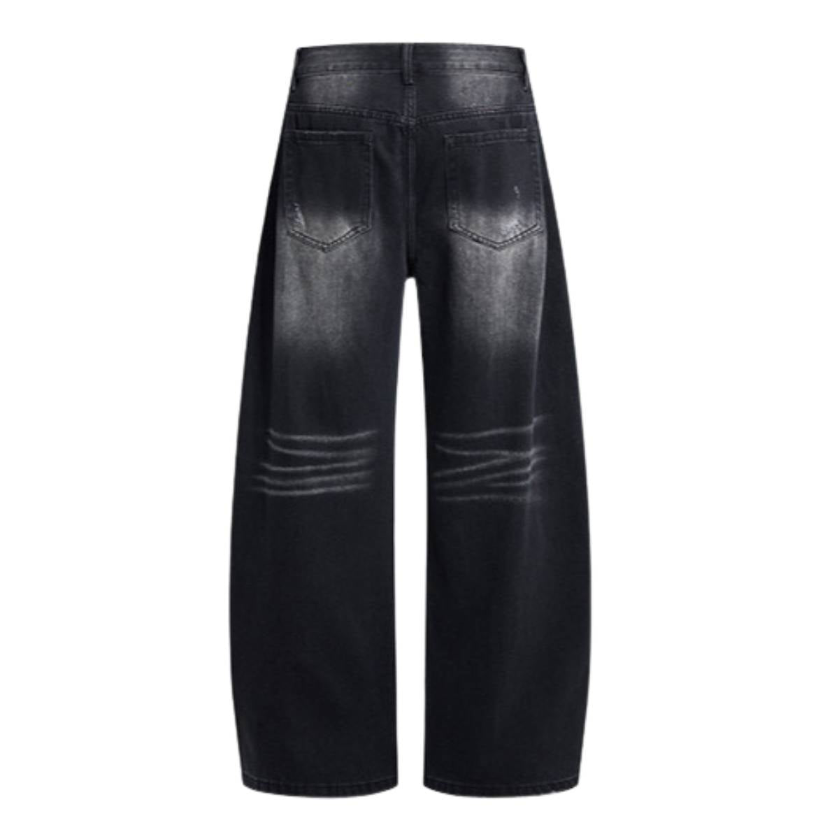 Washed Whiskered Balloon Fit Denim Jeans