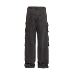 Vintage Washed Multi-Pocket Loose Cargo Jeans