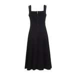 Square Neck Wide Strap Flared Denim Dress