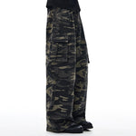 Camo Military Workwear Wide-Leg Cargo Utility Pants