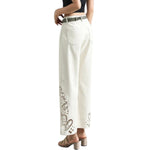 Risen Jeans Wide Leg Embroidered Cut-Out Ankle Jeans