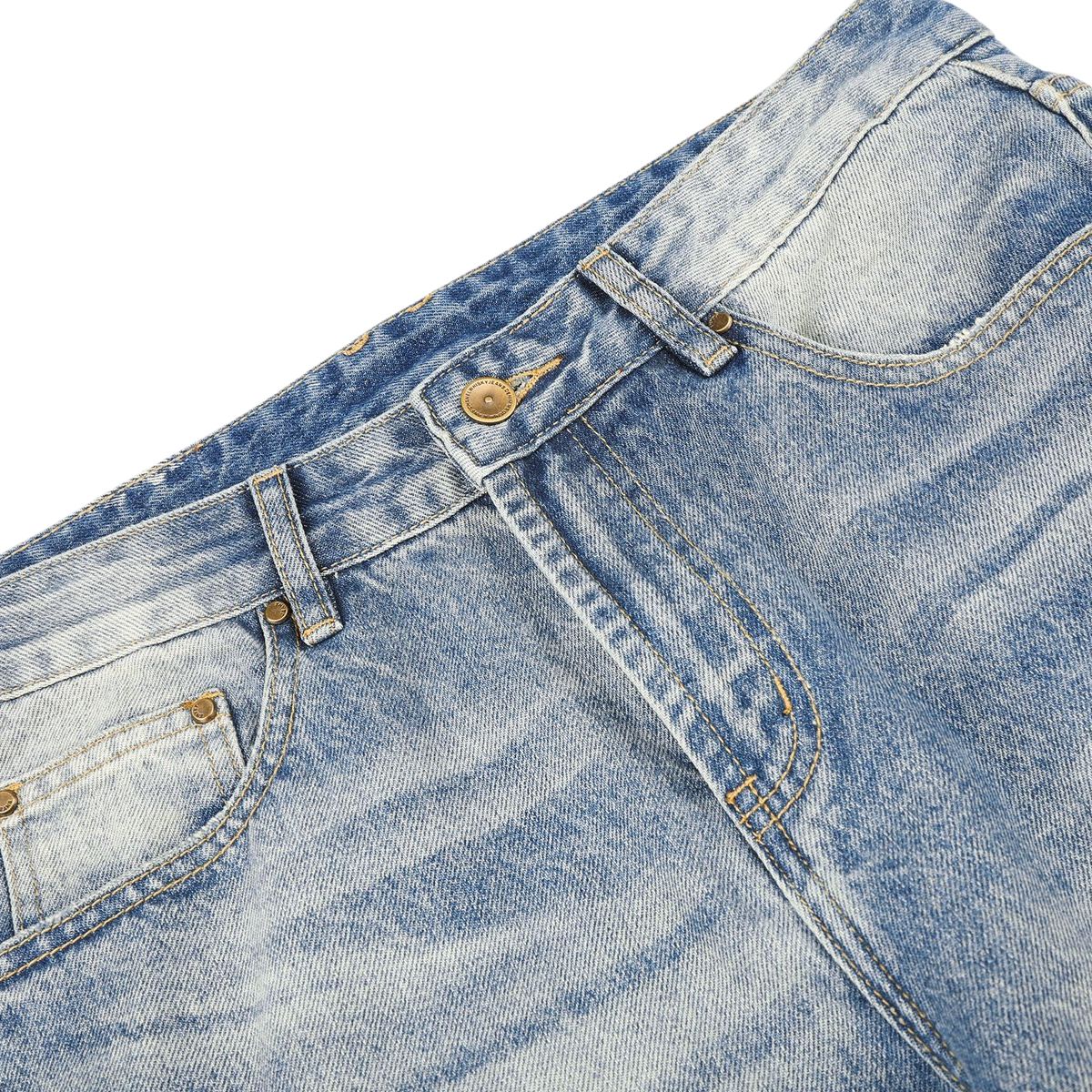 Vintage Washed Whiskered Flared Jeans