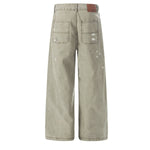 Faded Splatter-Wash GradientBaggy Wide-Leg Cargo Pants
