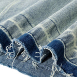 Falda vaquera con bordado de perlas y lavado vintage