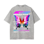 Butterfly Streetwear Chrome Graphic Washed Tee-INNBLAC Fashion Apparel