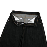 Raw Black Deconstructed Curved Wide‑Leg Jeans