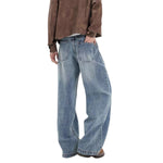 Retro Light Wash Oversized Straight Leg Denim Jeans