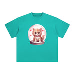 Valentine Kitten Globe Graphic Tee-INNBLAC Fashion Apparel