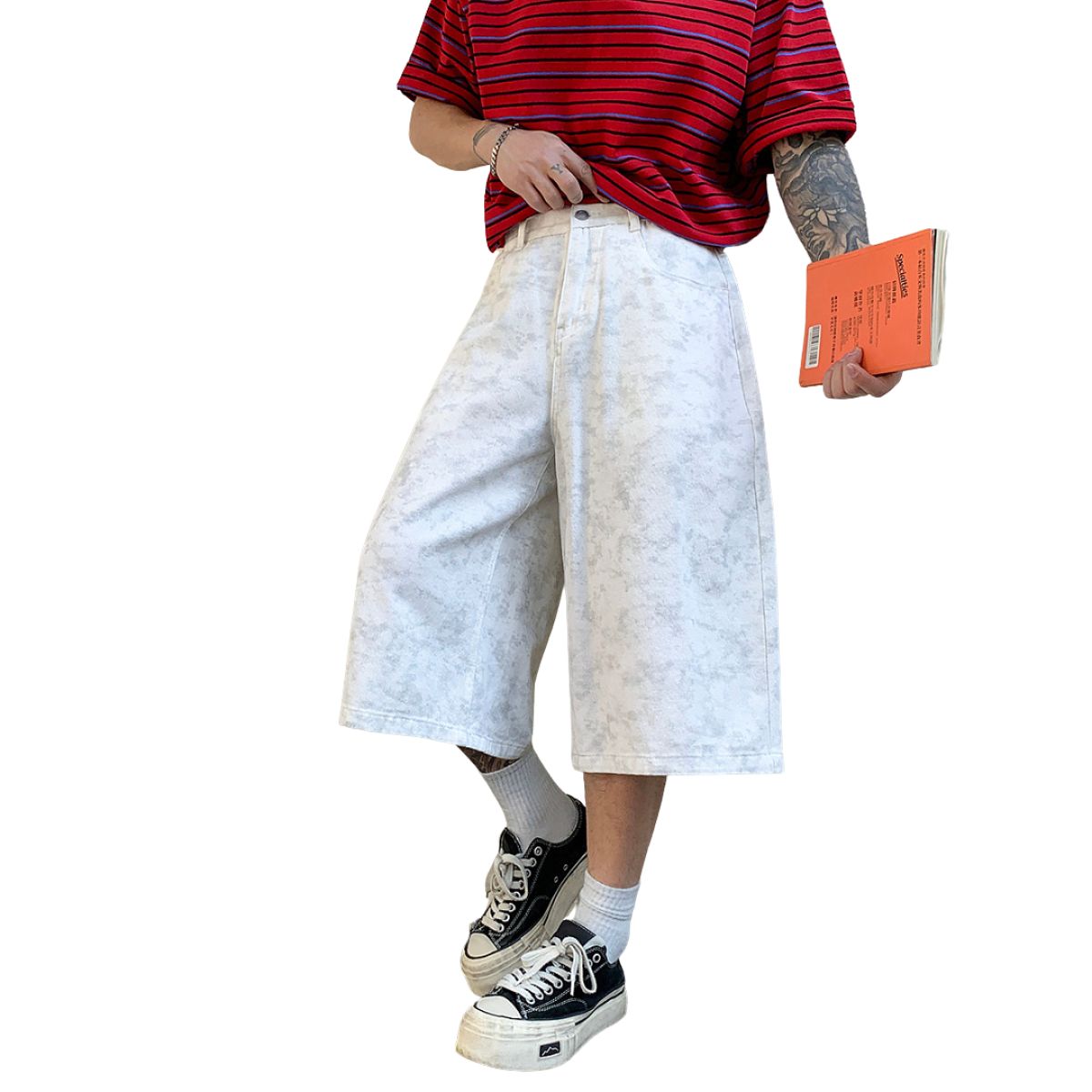 Bermudas con lavado vintage y salpicaduras de tinta