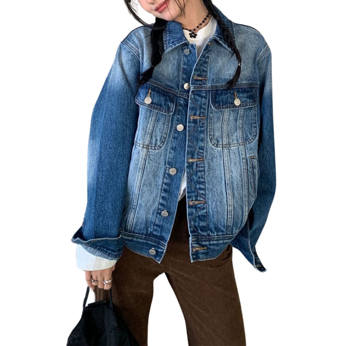 Women's Relaxed Washed Denim Trucker Jacket