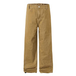 Washed Solid Baggy Wide Leg Workwear Pants