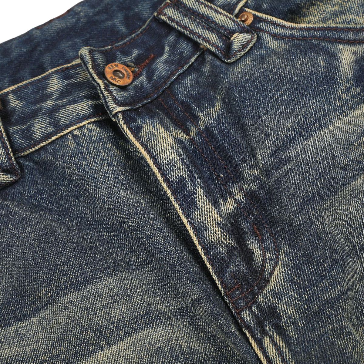Vintage Washed Whiskering Relaxed Straight Leg Denim Jeans