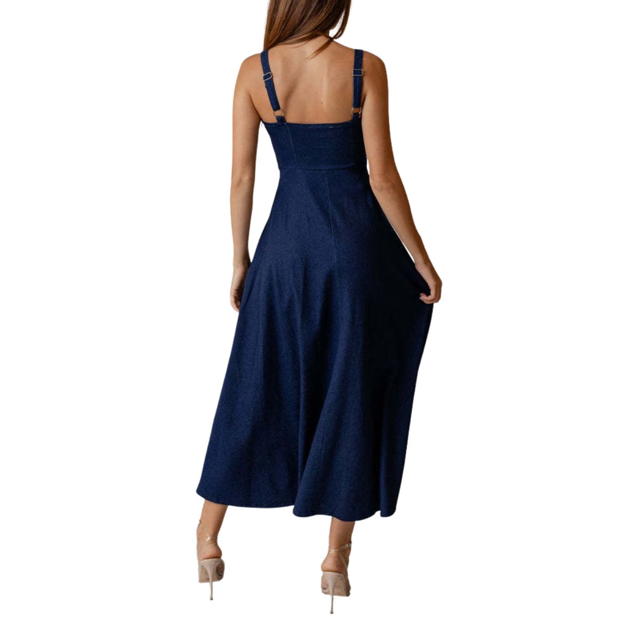 Sweet Pea Tied Bust Denim Midi Dress