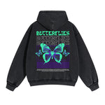 Butterflies Streetwear Graphic Washed Hoodie-INNBLAC Fashion Apparel