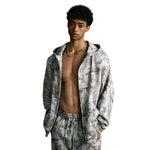 Double-Slider Zipper Branch Camouflage Fleece Hoodie