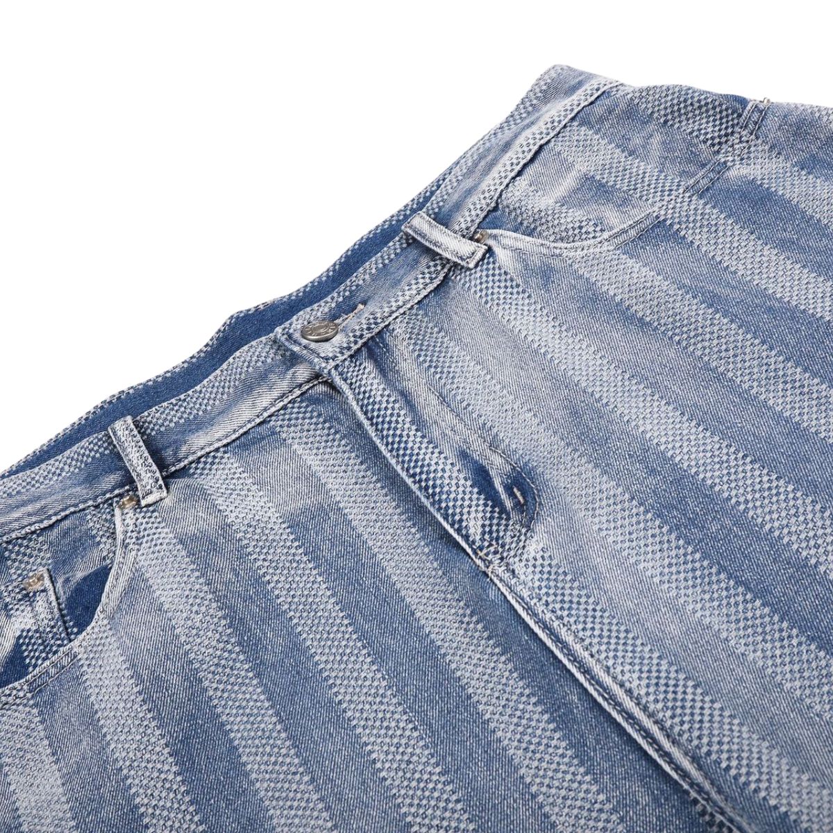 Vintage Washed Striped Denim Bermuda Shorts