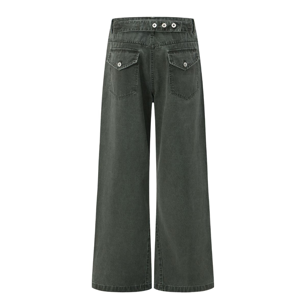 Relaxed Bootcut Pants With Reverse‑Pocket Washed‑Out Fade