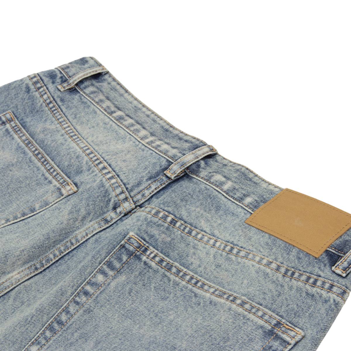 Vintage Washed Distressed Wide Leg Straight Jeans