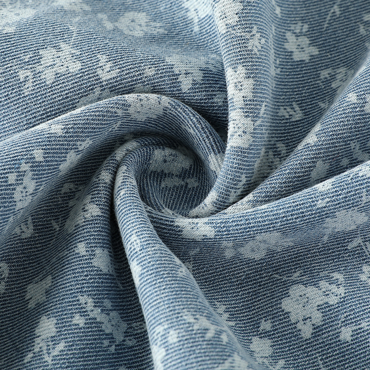 Floral Print Denim Spaghetti-Strap Dress