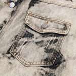 Men's Spring Autumn Tie-Dye Loose Casual Lapel Denim Jacket