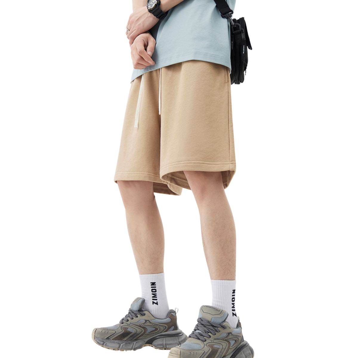 Solid Color Loose-Fit Drawstring Shorts