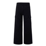 Washed Vintage Distressed High Waist Relaxed Wide Leg Draped Pants
