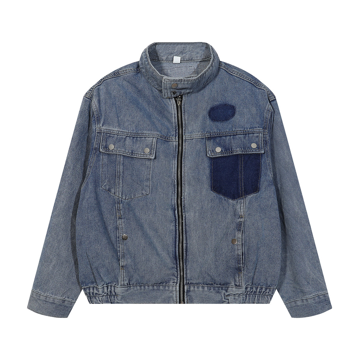 Zip-Up Washed Denim Jacket