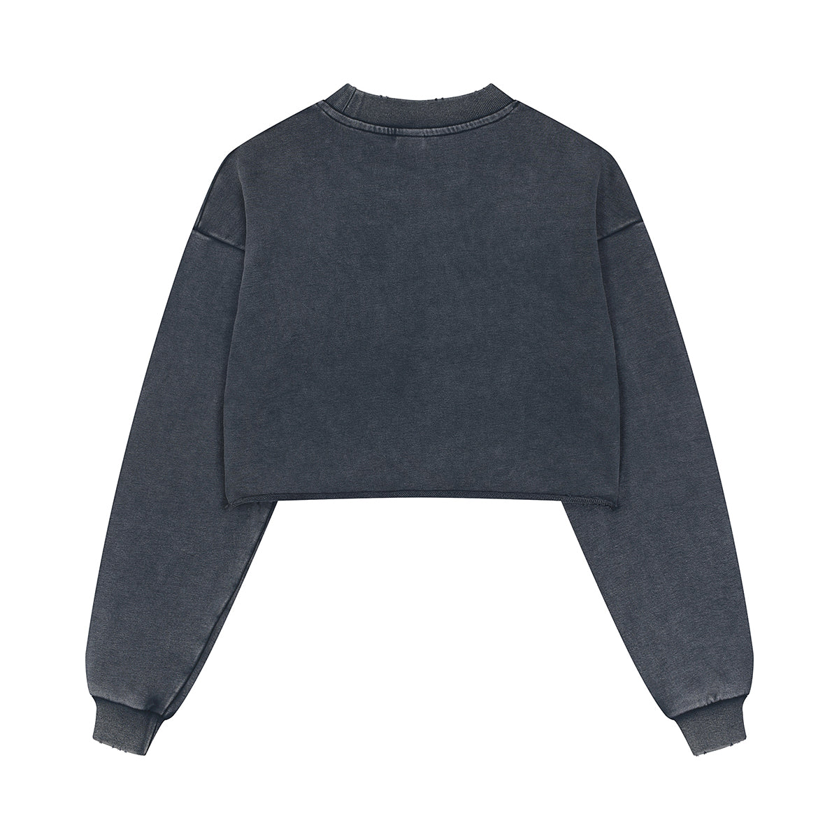 Distressed Raw Hem Crop Sweatshirt